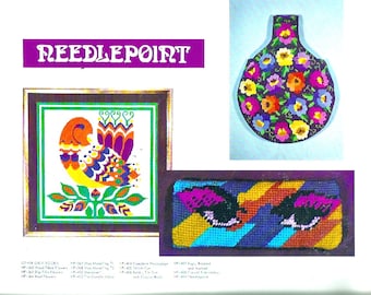 Psychedelic 70s Flashback needlepoint and stitches designs and patterns vintage how to booklet By Lynn Paulin DIY step by step instructions