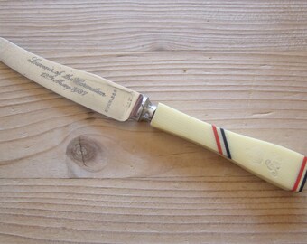 Vintage 1937 coronation souvenir butter or fruit knife, tiny butter or fruit knife