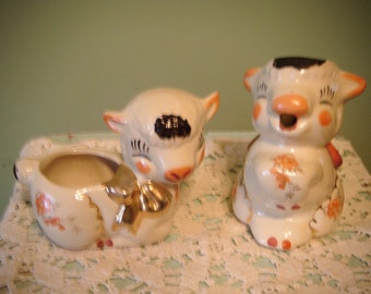 Adorable Set of Vintage Ceramic Lamb creamer and sugar bowl