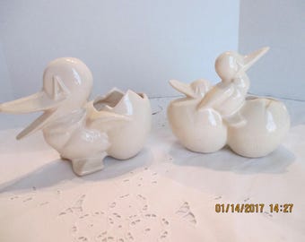 McCoy Pottery pair of cream or white DUCKS cute