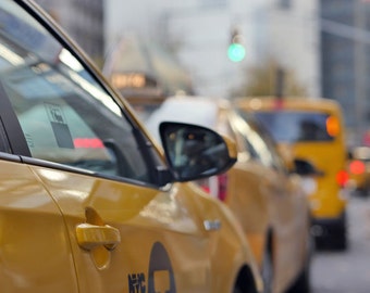 New York City cab photography, New York street art, yellow cab wall picture Manhattan taxi cars, columbus circle nyc print, NY modern decor
