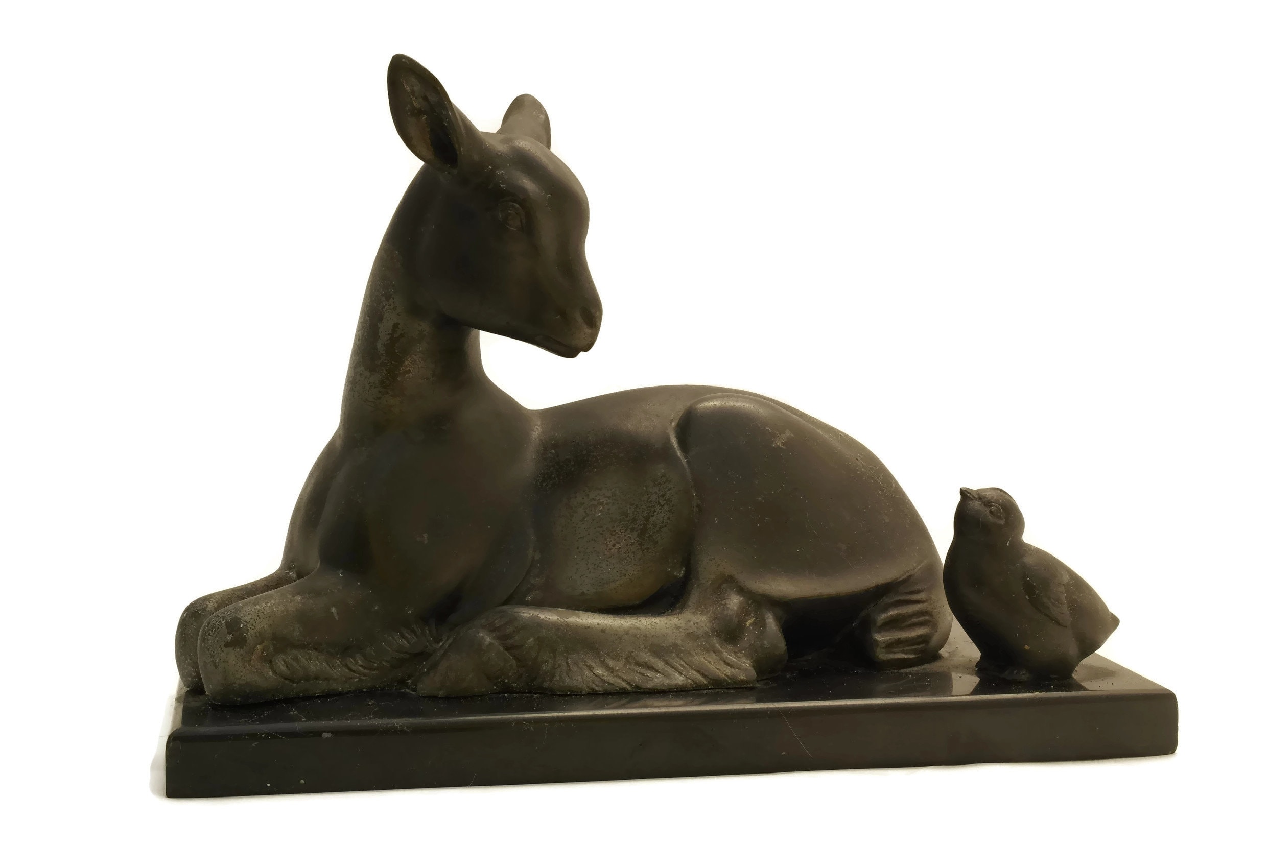 French Art Deco Animal Statue With Lamb And Chick Figurines Newborn French Art Deco Animal Statue With Lamb And Chick Figurines Newborn