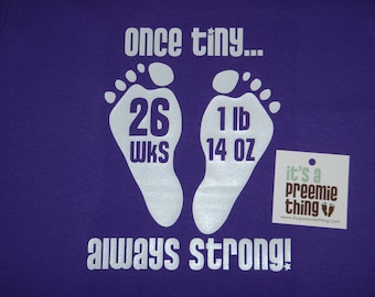 Preemie Footprints with Gestation and weight short sleeve one piece