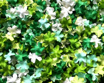 Mixed Green Tone White Flowers Mulberry paper for Craft & D.I.Y 50, Mulberry paper, Mixed Green Tone White , Flowers Mulberry