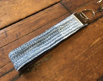 HANDWOVEN Key Fob - INDIGO + WHITE