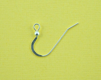 sterling silver ear wires - 10pcs or more - 21 gauge - shepherd hook ear wire with ball - fish hook ear wire - 925 stamped shepard hook