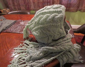 Knit Hooded Scarf, Winter Hooded Scarf, Winter Accessories, Winter Scarf