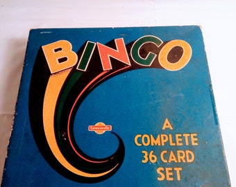 Vintage 1960's Bingo 36-card board game #S-254 made by Somerville in London, Ontario, Complete