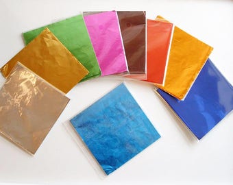 45-50 Square Foil Wrappers for Chocolates & Sweets 80mm x80mm 9 colours Mixed