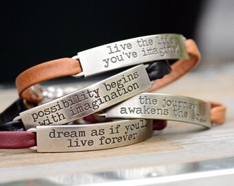 Inspirational Bracelet, Leather Bracelet, Inspirational Jewelry, Motivational Jewelry, Best Friend Gift, Stackable Bracelets, Boho Bracelet