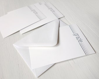 SALE Grazie note cards small note cards italian thank you cards mini note cards