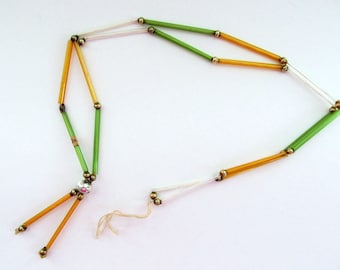 Vintage Bugle Bead Necklace/ Vintage Mercury Glass Bead Garland/ Vintage Mardi Gras Necklace