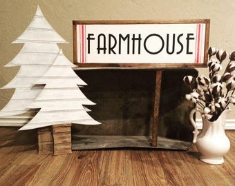 Farmhouse Christmas Sign with Ticking Stripes