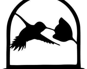 Humming Bird Flower Silhouette Printable wall art