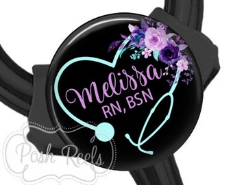 Floral Littmann Cardiology Stethoscope ID Tag - Fits All Stethoscopes At The Yoke - Floral Stethoscope ID Tag - Nurse Stethoscope Tag - 1686