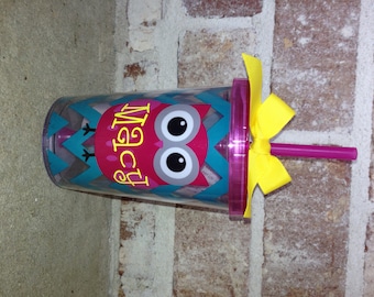 Personalized 10oz Double Wall Kids Tumbler {Owl}
