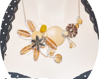 collier sculptural sur fil aluminium ajustable /adjustable sculptural necklace