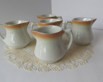 Vintage Shenango IRONSTONE CREAMER Set, Restaurant Style Creamer, Vintage Syrup Pitcher, Mini Small Creamer Pitcher, Farmhouse Kitchen Decor