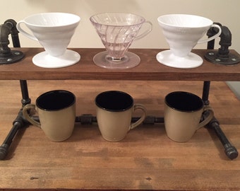 Black Steel Coffee Pourover Stand (Triple, 3 Cup Brewer - Hario V60 & Kalita Wave Drippers)