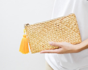 Free tassel keychain • straw clutch • Straw purse • Seagrass purse • Handmade bag • Straw bag • #02