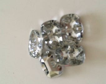 Acrylic button to sew as a set of 4 piece 14 * 10 mm silver