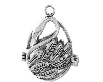 1 Pearl antiqued silver Swan bird cage