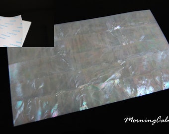 White Mother-of-Pearl Coated Adhesive Veneer Sheet (MOP Shell Overlay Inlay Luthier Nacre Craft)