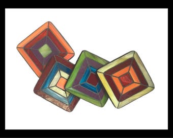 Foursquare - Stained Glass Mosaic Coasters