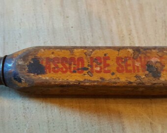 Advertising Ice Pic Vintage Dasso Ice Service Wood Handle