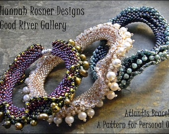 Bead Tutorial Atlantis Beaded Bracelet peyote stitch pattern instructions by Hannah Rosner - intermediate level