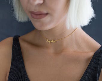 Name Choker Necklace - Gold Choker Necklace - Personalized Choker Necklace - Custom Name Choker - Name Plate Choker - Mother's Day Gift
