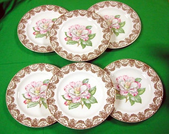 Six RUTH ANNE Dinner Plates, Royal China