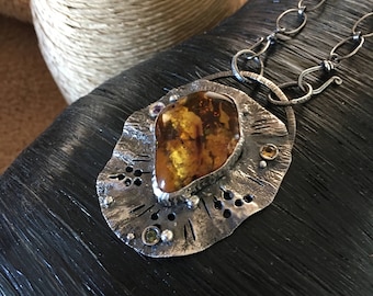 Amber Pendant, Handcrafted Pendant, Artisan Pendant, Gift for her, Anniversary Gift