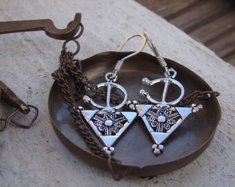 Silver Berber Earrings from Morocco (Fibulae, small)