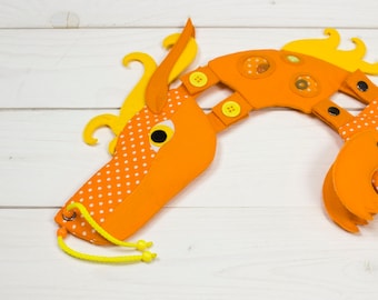 Buckle toy, Soft toy, Chinese dragon, Assembled toy, Quiet game, Clasp toy, Spy game, Lacing toy, Quiet toy, Educational toy, Busy toy