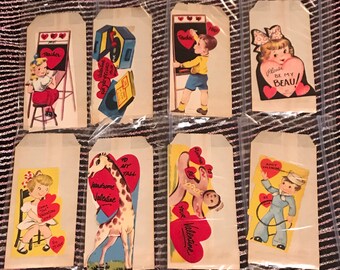 Lot of 8 Vintage Children's Valentine's Day Cards with sleeve envelopes NOS Made in USA Love