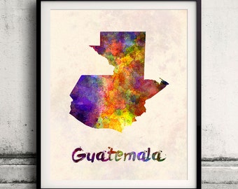 Guatemala - Map in watercolor - INSTANT DOWNLOAD 8x10 inches Poster Wall art Illustration Print Art Decorative - SKU 1583