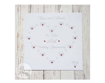 Handmade Personalised 40th Wedding Anniversary Card Ruby Marriage Gift Hearts