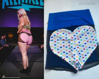 XL Candy Heart and Blue MESH Big Heart Shorts Extra Large 16 18 20