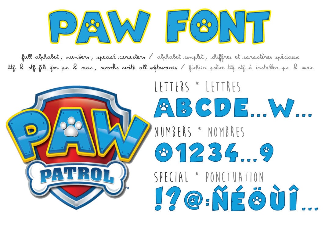 Download Paw Patrol font real ttf file compatible PC and Mac