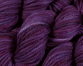 Hand Dyed Yarn, Bulky Weight Superwash Merino Wool - Blackberry Tonal - Indie Dyed Thick Chunky Knitting Yarn, Purple