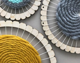 Round Weaving Loom Kit. Large lap loom. Learn to frame weave, tapestry. Beginners learn to weave.