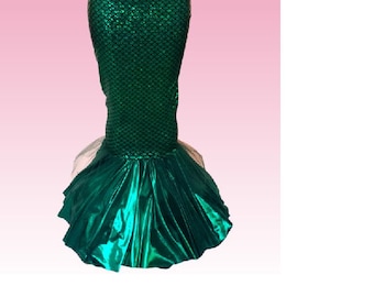 Deluxe Hi waisted Mermaid Skirt with Contrasting Ruffle and Tulle for Adults! FAST SHIPPING!!