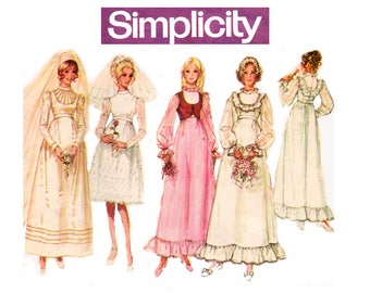 Simplicity 9608 Womens Wedding Bridesmaids Dress & Bolero Jacket 70s Vintage Sewing Pattern Size 12 Bust 34 inches UNCUT Factory Folded