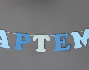 Coated "Baptism" on cotton paper Garland-white baptism 2 stars
