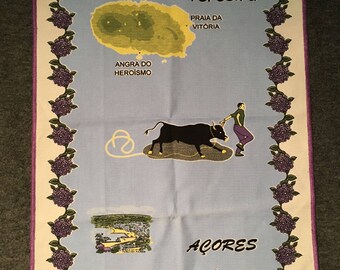 Vintage 1970s Terceira Souvenir Tea Towel