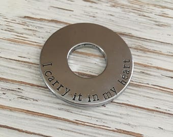 Hand Stamped Keychain, Memorial Keychain, Father's Day Gift, Chrome Washer, Mens Keychain, Personalized Gift, Pocket Coin, Custom Keychain