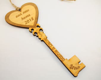 Our first home new skeleton key gift ornament homeowner house 1st wood christmas owner together key sign gift for home owners new apartment