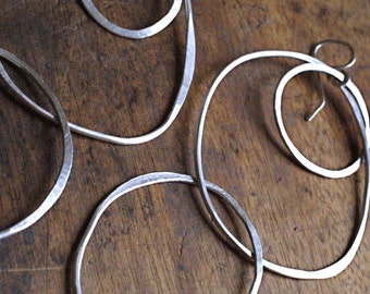 Extra Large Hammered Silver Hoop Earrings