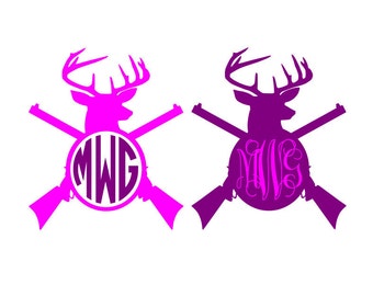 Deer Heads and Antlers Fishing Pole Silhouette SVG DXF and